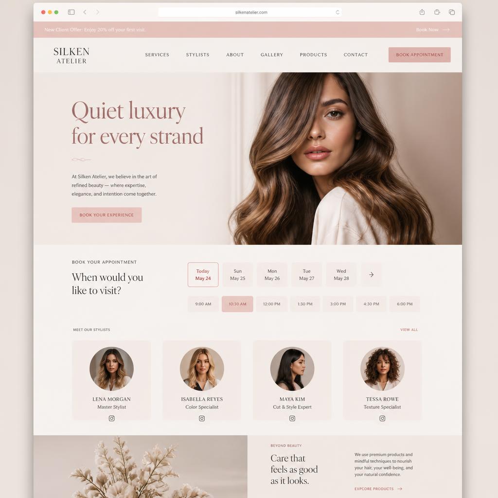Beauty salon homepage