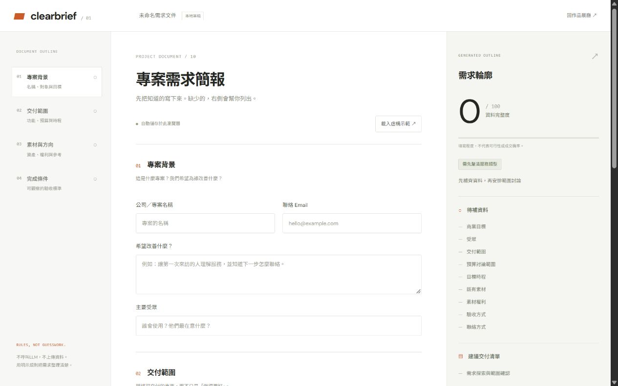 CLEARBRIEF 第二版實際介面